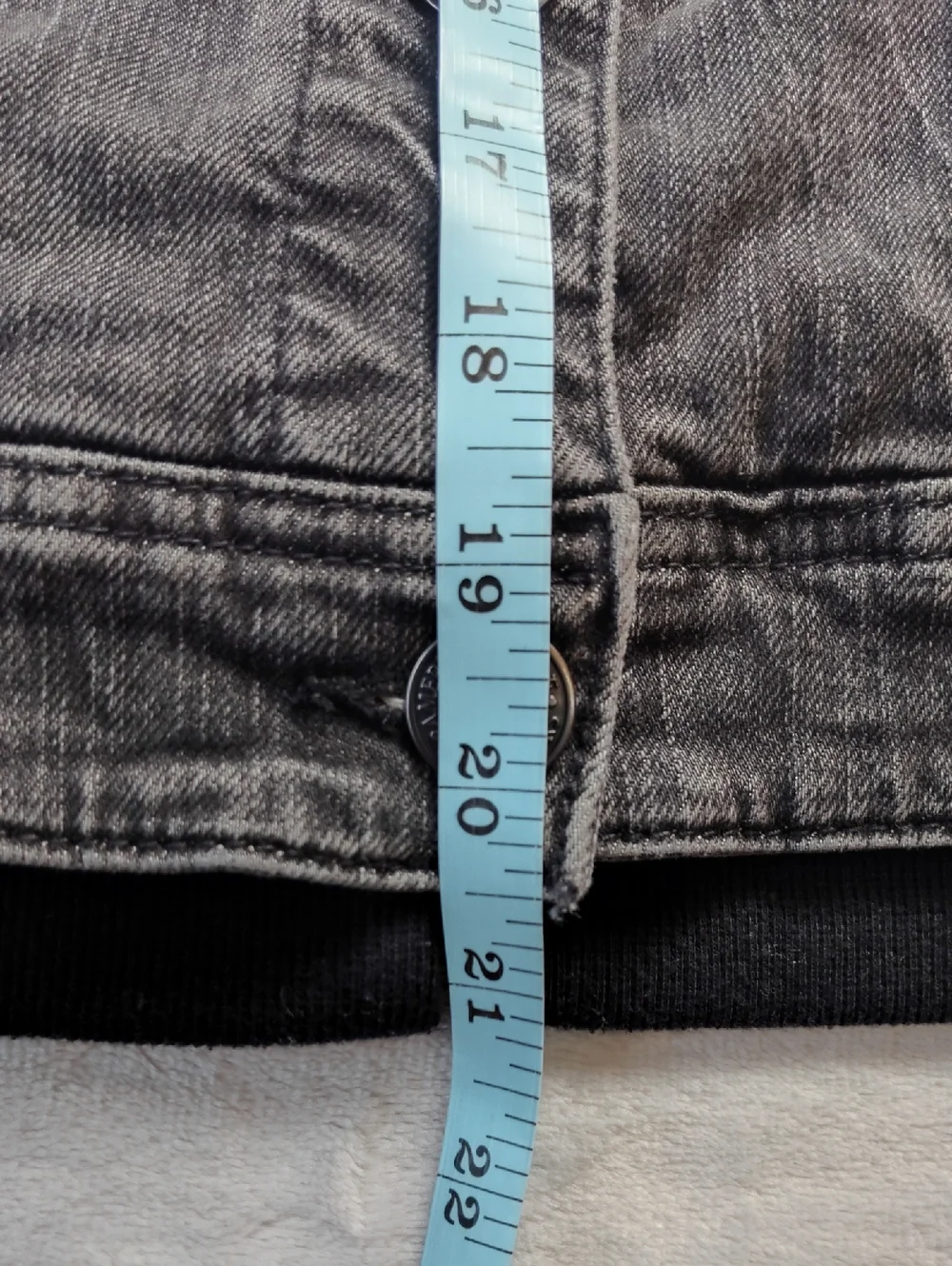American Eagle Black Denim Hoodie Trucker Jacket Size Medium